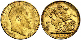 Australia. 1909. Eduardo VII. S (Sydney). 1 libra. (Fr. 32) (Kr. 15). AU. 7,96 g. MBC.