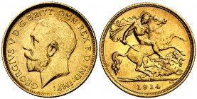 Australia. 1914. Jorge V. S (Sydney). 1/2 libra. (Fr. 41) (Kr. 28). AU. 3,99 g. MBC.