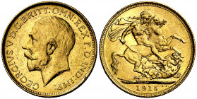 Australia. 1915. Jorge V. S (Sydney). 1 libra. (Fr. 38) (Kr. 29). Golpecitos. AU. 7,97 g. MBC+.