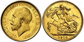 Australia. 1916. Jorge V. S (Sydney). 1 libra. (Fr. 38) (Kr. 29). Golpecitos. AU. 7,98 g. MBC.