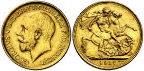 Australia. 1917. Jorge V. S (Sydney). 1 libra. (Fr. 38) (Kr. 29). Golpecitos. AU. 7,97 g. MBC/MBC+.