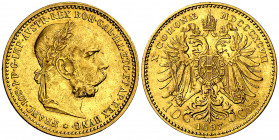 Austria. 1897. Francisco José I. 10 coronas. (Fr. 506) (Kr. 2805). AU. 3,37 g. MBC+.