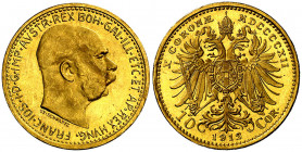 Austria. 1912. Francisco José I. 10 coronas. (Fr. 513R) (Kr. 2816). Reacuñación. AU. 3,36 g. S/C-.