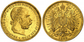Austria. 1894. Francisco José I. 20 coronas. (Fr. 504) (Kr. 2806). AU. 6,77 g. EBC.