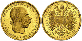 Austria. 1895. Francisco José I. 20 coronas. (Fr. 504) (Kr. 2806). Golpecitos. AU. 6,76 g. EBC.