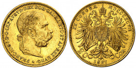 Austria. 1897. Francisco José I. 20 coronas. (Fr. 504) (Kr. 2806). AU. 6,76 g. MBC+.