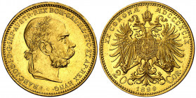 Austria. 1899. Francisco José I. 20 coronas. (Fr. 504) (Kr. 2806). AU. 6,77 g. EBC.