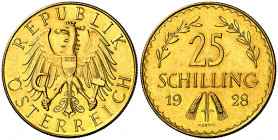 Austria. 1928. 25 chelines. (Fr. 521) (Kr. 2841). AU. 5,87 g. EBC.