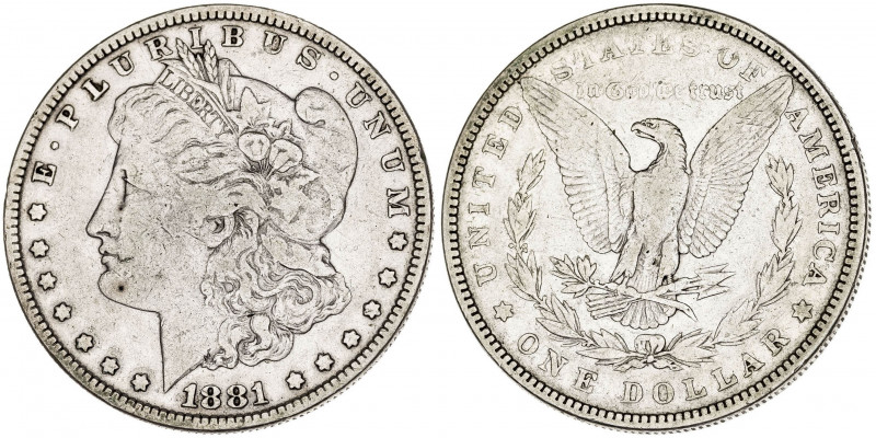 Estados Unidos. 1881. Filadelfia. 1 dólar. (Kr. 110). AG. 26,46 g. MBC-.