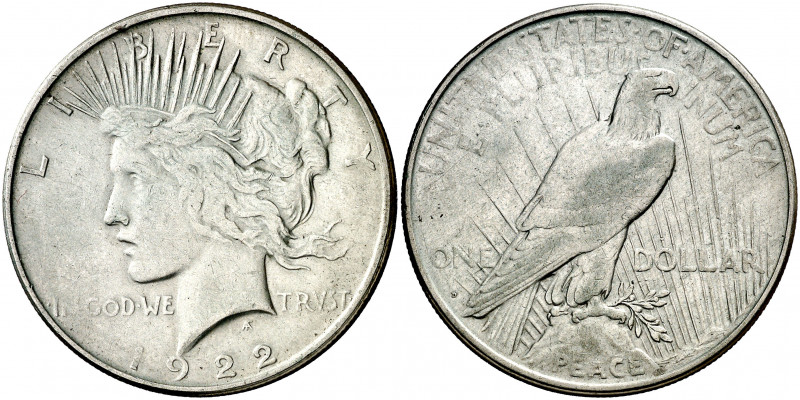 Estados Unidos. 1922. D (Denver). 1 dólar. (Kr. 150). AG. 26,65 g. EBC+.