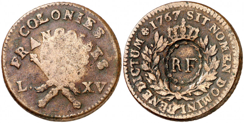 Guadalupe. s/d (1793). A (París). 3 soles y 9 dineros. (Lecompte 4). Contramarca...