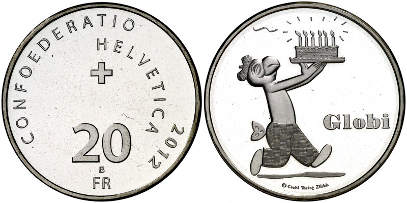 Suiza. 2012. B (Berna). 20 francos. (Kr. 144). Globi. Acuñación de 4000 ejemplar...