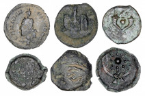 Lote de 5 pequeños bronces de Judea, distintos periodos. A examinar. BC/MBC.