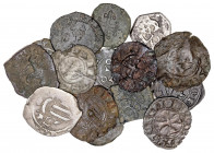 Lote conjunto de 16 monedas medievales, la mayoría castellanas. A examinar. RC/BC.