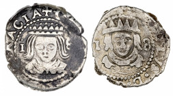 1684 y 1691. Carlos II. Valencia. 1 divuitè. Lote de 2 monedas. BC/BC+.