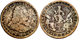 1746. Fernando VI. Sevilla. Proclamación. (Ha. 28 var. metal) (V. 22 var. metal) (V.Q. 12963 var. metal). Bronce. 12,27 g. Ø33 mm. BC.