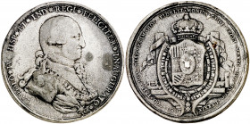 1789. Carlos IV. México. La Minería. Proclamación. (Ha. 169 var. metal) (V. 708 var. metal) (V.Q. 13211 var. metal). Grabador: G.A. Gil. Metal blanco....
