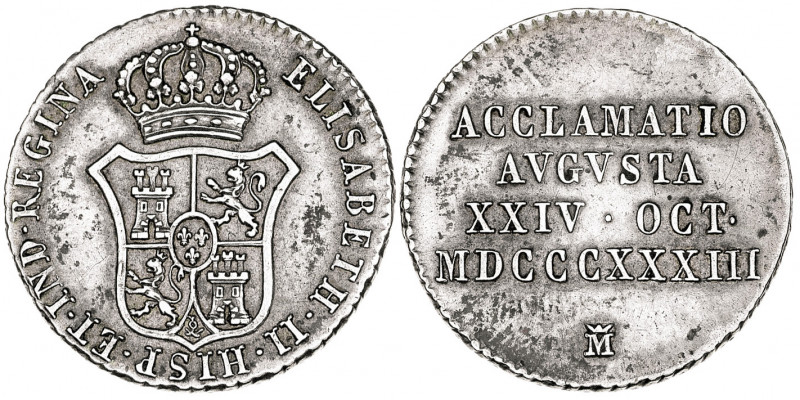 1833. Isabel II. Madrid. Proclamación. (Ha. 22) (V. 750) (V.Q. 13371) (Ruiz Trap...