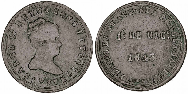 1843. Isabel II. Ferrol. Mayoría de edad. (Ha. 7) (V. 784) (V.Q. 13415) (Ruiz Tr...