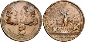 1785. Carlos III. El Cuerpo de Minería de Nueva España al nacimiento de Fernando. (V. 61) (V.Q. 14138 var. metal) (Ruiz Trapero 115-116). Grabador: Ge...