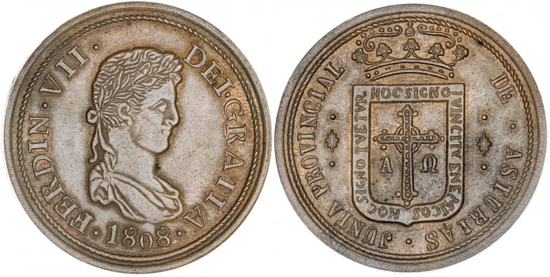 (1808). Junta Provincial de Asturias. Fantasía acuñada con posterioridad. Bronce...
