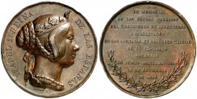 1847. Isabel II. Orden Militar de San Fernando. (V. 387) (V.Q. 14303) (Ruiz Trapero 664). Grabador: Pingret. En el canto CUIVRE. Golpecitos. Bronce. 9...