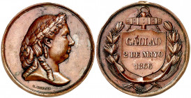 1866. Isabel II. Guerra de Chile. Fortaleza del Callao. (V. 451) (Ruiz Trapero 753) (Pérez-Guerra 729). Grabador: Sellán. Sin anilla. Bronce. 17,20 g....