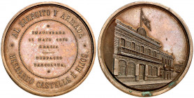 1876. Barcelona. Inauguración de la Fábrica de Medallas de Castells. (Cru.Medalles 655). Golpecito. Bronce. 53,96 g. Ø47 mm. EBC.