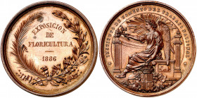 1886. Barcelona. Exposición de Floricultura. (Cru.Medalles falta). Grabador: VIDAL. CATELL E HIJO EDIT. Golpecito. Bronce. 28,44 g. Ø40 mm. EBC.