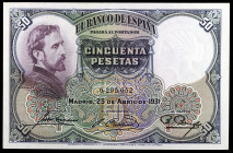 1931. 50 pesetas. (Ed. C10) (Ed. 359). 25 de abril, Rosales. Nº 0295052. Esquinas rozadas. S/C-.