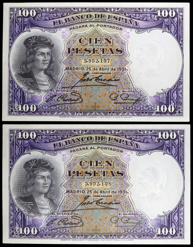 1931. 100 pesetas. (Ed. C11) (Ed. 360). 25 de abril, Fernández de Córdoba. Parej...