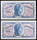 1937. 50 céntimos. (Ed. C42a) (Ed. 391a). Pareja correlativa, serie C. S/C.