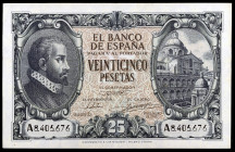 1940. 25 pesetas. (Ed. D37) (Ed. 436). 9 de enero, Juan de Herrera. Serie A. Doblez central. MBC+.