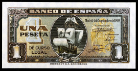 1940. 1 peseta. (Ed. D43a) (Ed. 442a). 4 de septiembre, Santa María. Serie I. Esquinas rozadas. S/C-.