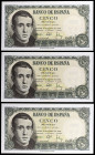 1951. 5 pesetas. (Ed. D60a) (Ed. 459a). 16 de agosto, Balmes. Trío correlativo, serie J. S/C-.