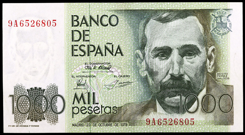 1979. 1000 pesetas. (Ed. E3b) (Ed. 477b). 23 de octubre, Pérez Galdós. Serie 9A,...