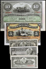 1896-1897. El Banco español de la Isla de Cuba. 20, 50 centavos, 1, 5 y 10 pesos. Lote de 5 billetes. A examinar. MBC-/EBC.