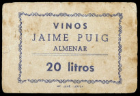 Almenar. Vinos Jaime Puig. 2 litros. Cartón. Manchitas. MBC-.