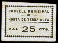Horta de Terra Alta. 25 céntimos. (T. 1414). Cartón. Raro. MBC+.