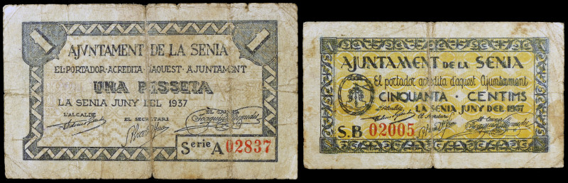 Sénia, la. 50 céntimos y 1 peseta. (T. 2698 y 2699). 2 billetes, serie completa....