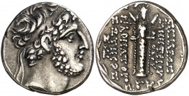 Imperio Seléucida. (90-89 a.C.). Demetrio III, Eukairos (97-87 a.C.). Damasco. Tetradracma. (S. 7191 var) (CNG. IX, 1305). 15,89 g. MBC+.
