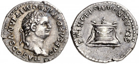 (80-81 d.C.). Domiciano. Denario. (Spink 2676) (S. 397a) (RIC. 266, de Tito). 3,24 g. EBC-.