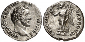 (139 d.C.). Antonino pío. Denario. (Spink 4058 var) (S. falta) (RIC. falta). 3,20 g. EBC-.