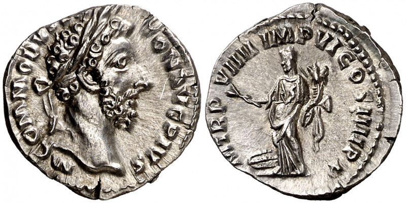 (184 d.C.). Cómodo. Denario. (Spink falta) (S. 451a) (RIC. falta). Bella. 3,17 g...