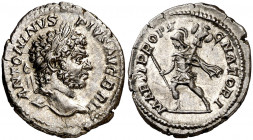 (213 d.C.). Caracalla. Denario. (Spink 6819) (S. 150) (RIC. 223). 3,08 g. EBC-.