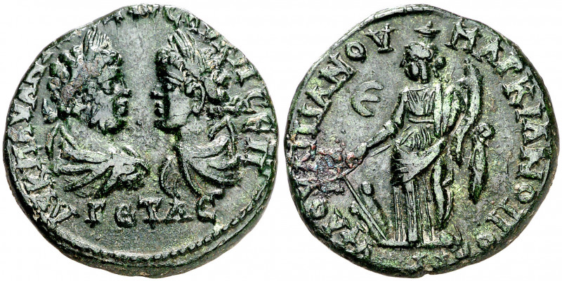 s/d. Caracalla y Geta. Moesia inferior. Marcianopolis. AE 27. (S. GIC. 2716 var)...