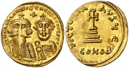 Heraclio y Heraclio Constantino (610-641). Constantinopla. Sólido. (Ratto 1369 var) (S. 749). 4,42 g. MBC+.
