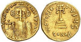 Constante II (641-668). Constantinopla. Sólido. (Ratto 1515 var) (S. 956). Grafitos en anverso. 4,28 g. MBC+.