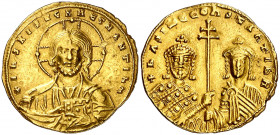 Basilio II y Constantino VIII (976-1025). Constantinopla. Histamenon nomisma. (Ratto 1937) (S. 1796). Pequeña raspadura en anverso. Ex Áureo 26/04/199...