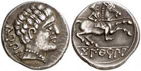 Conterbia Carbica (Huete). Denario. (FAB. 845) (ACIP. 1827). Atractiva. 3,96 g. EBC-.